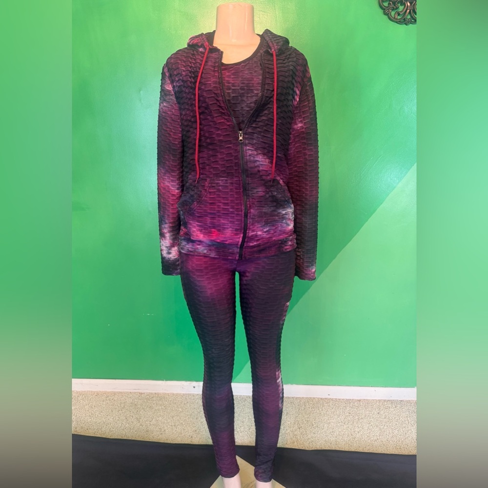 3 Piece Tie-Dye Hoodie and Leggings Set